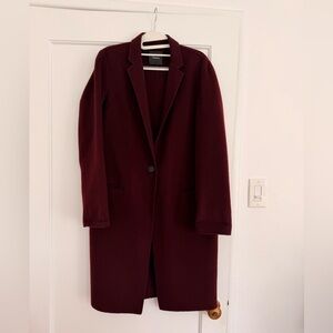 Theory Burgundy Cashmere Wool Coat